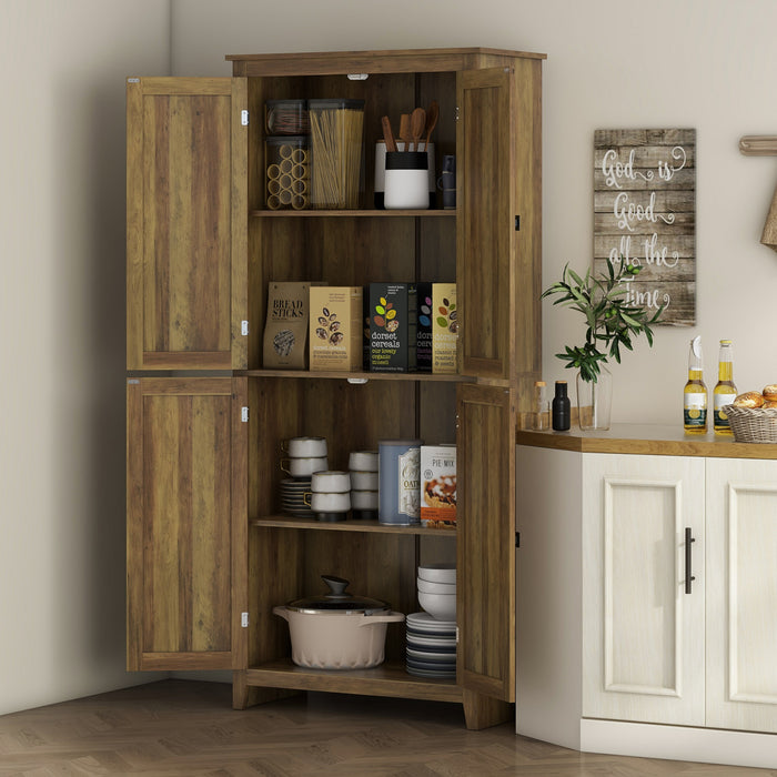HOMCOM Garde-manger de cuisine autoportant 72 po, armoire buffet, marron