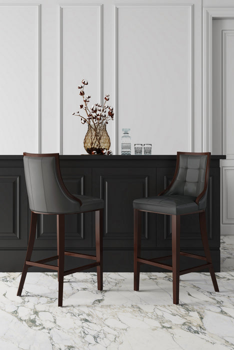 Tabouret de bar traditionnel en bois avec assise rembourree Fifth Avenue, graphite – Lot de 3