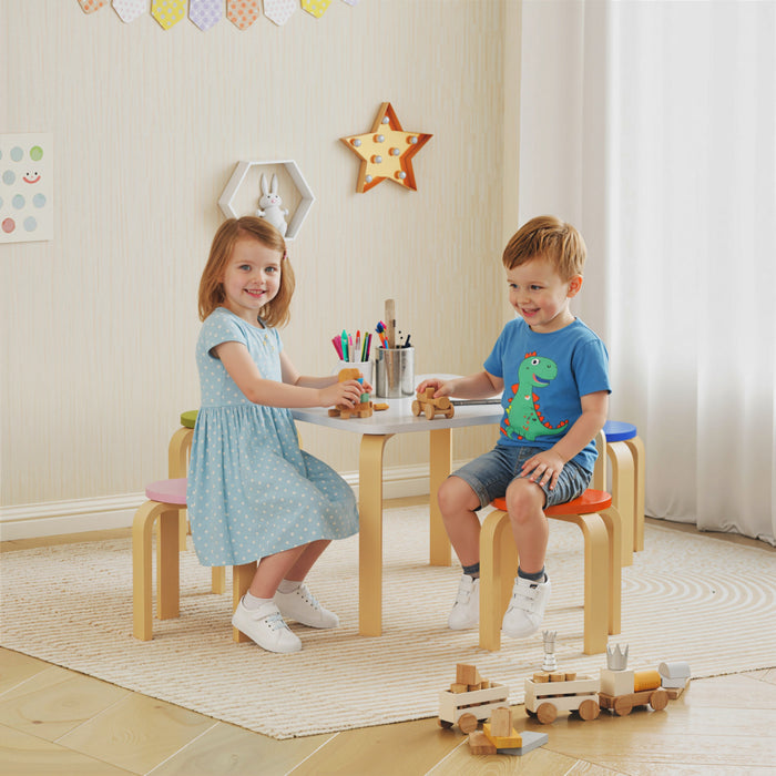 Ensemble Table et Chaises pour Tout-petits Qaba, 4 Chaises Incluses
