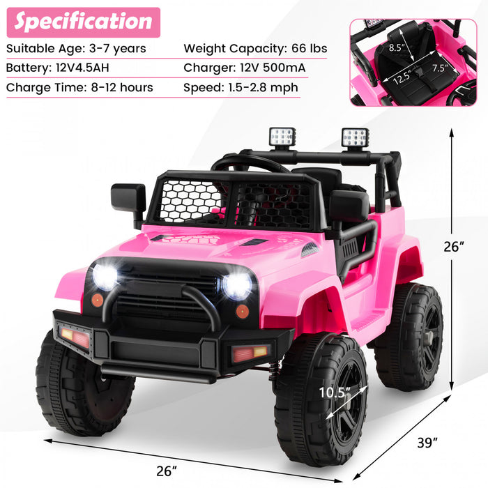 Costway Voiture Electrique 12 V Pour Enfants Costway, Alimente Par Batterie Avec Telecommande, Vehicule Jouet A 4 Roues Pour Garcons Et Filles