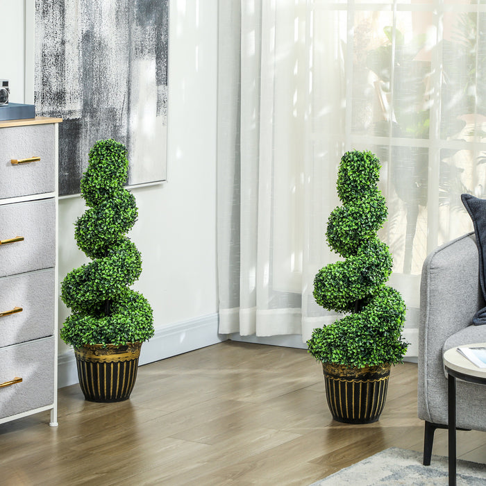HOMCOM Ensemble de 2 arbres artificiels en spirale de buis en pot