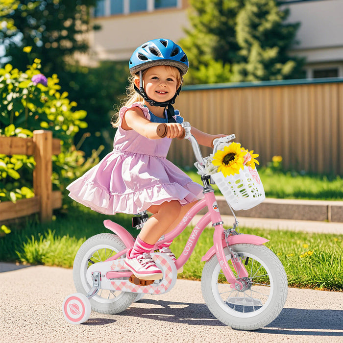 Bicycle Costway 12\" Pour Enfants De 3 A 4 Ans Bicycle Avec Frein A Main Avant Rouge