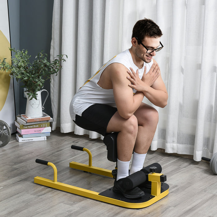Soozier Multifonction Reglable Squat Machine Sissy Squat Jambe Exerciseur Pompe Abdo Musculation A Domicile Gym Workout Jaune
