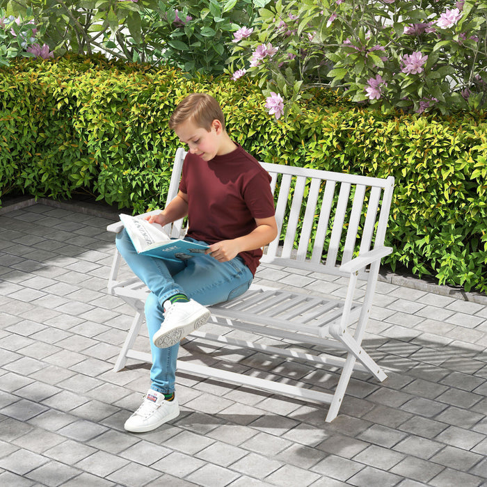Outsunny Banc D'exterieur, Causeuse Pliable En Bois D'acacia De 46,5\" Blanc