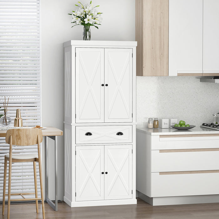 HOMCOM Garde-Manger Buffet Autoportant 4 Portes Blanc