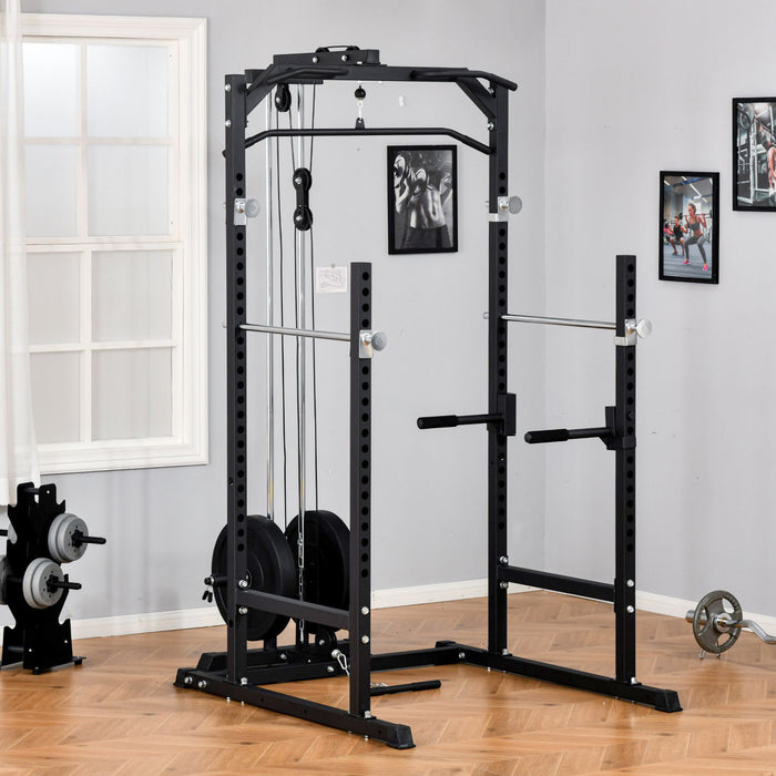 Soozier 800lbs Entrainement D'exercice De Cage De Rack De Tour D'alimentation Multifonction Robuste Station Musculation Avec Tige De Support Pour La Salle De Gym A Domicile