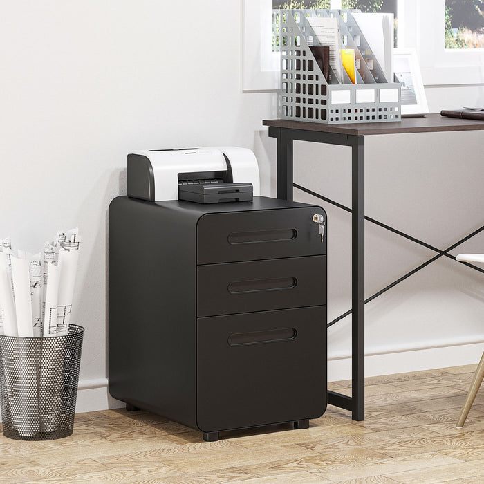 Vinsetto Classeur A 3 Tiroirs, Verrouillable Sur Roues Pour Le Bureau