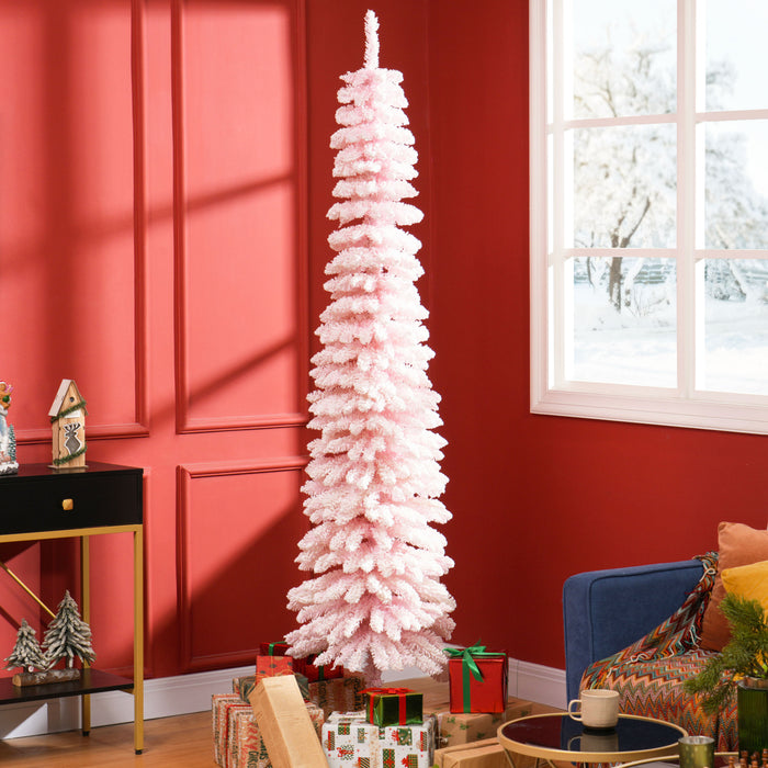 HOMCOM Arbre de Noel artificiel de 7pi, avec 490 branches realistes, rose