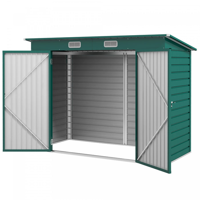 Outsunny Abri De Jardin En Metal Galvanise 8 X 4 Pieds Avec 2 Events, Vert