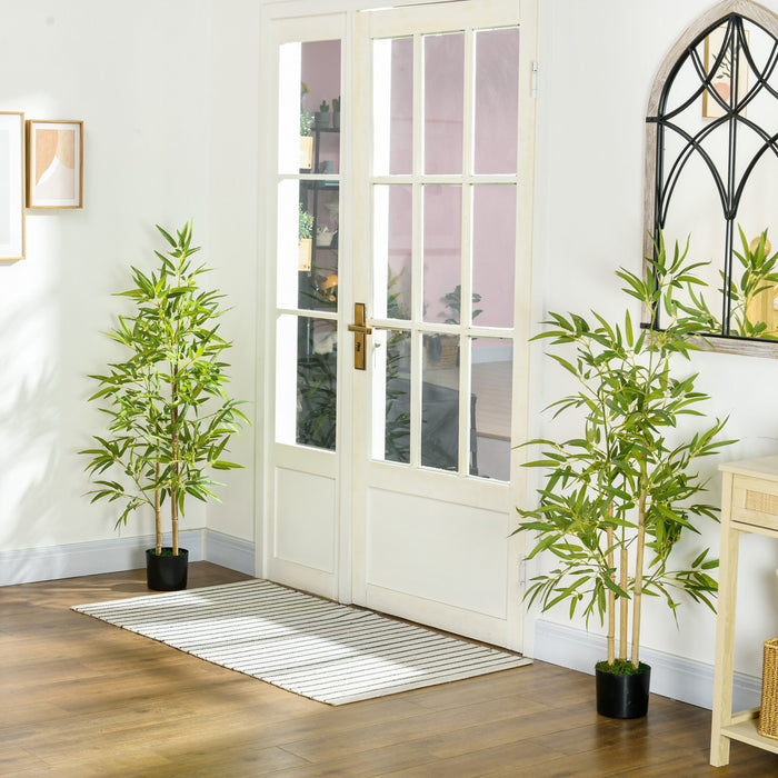 HOMCOM Arbre artificiel en bambou, 2 pieces, 4 pieds, pour decoration