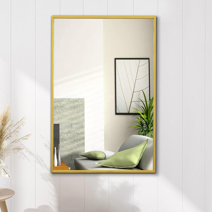 Miroir rectangulaire linéaire Arcus 30 po x 40 po fabriqué à la main - doré