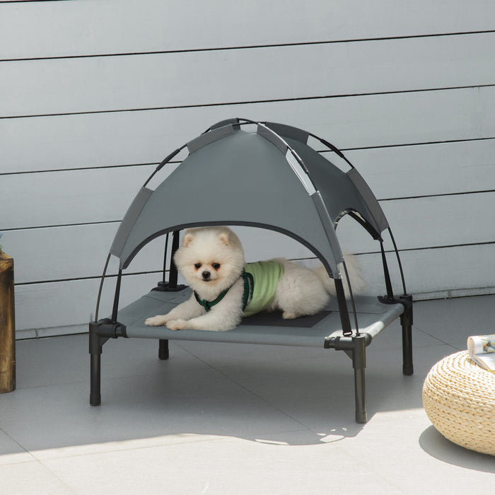 Pawhut Lit Sureleve Portable Pour Chien Avec Auvent De Protection Uv, 24\"