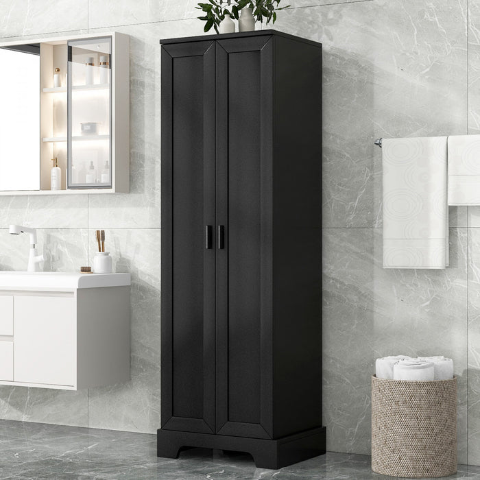 Liam Armoire de rangement multifonction avec portes et etageres reglables, Noir