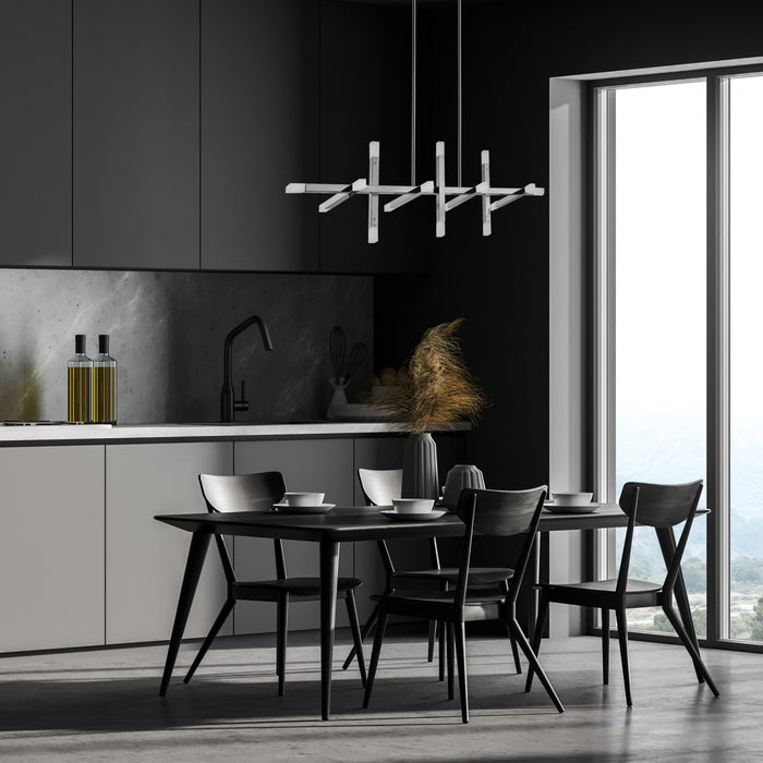 Lustre horizontal Acasia de Dainolite en acrylique givré qui diffuse la lumière, avec fini chromé poli et ampoule de 48 W