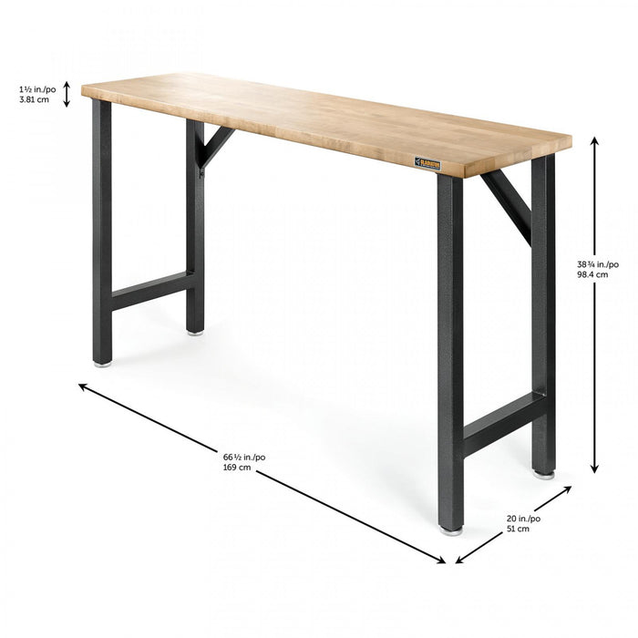 Établi modulaire de 66,5 po de largeur en bois franc de Gladiator - granite martelé