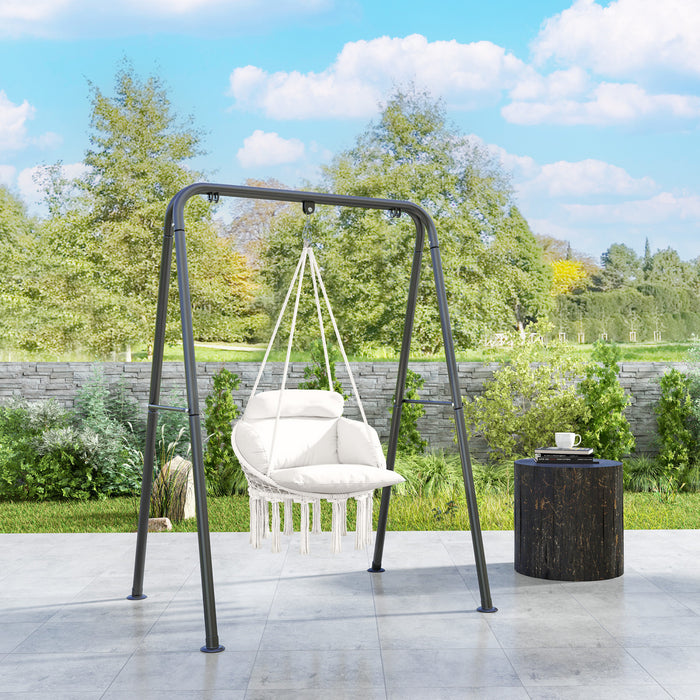 Outsunny Chaise Hamac Suspendue, Chaise Balancoire D'exterieur Boho, Creme