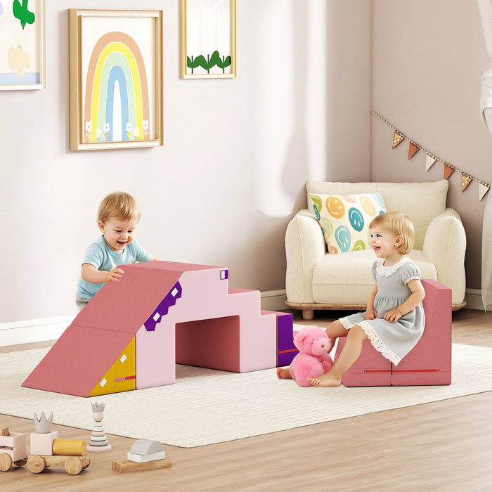 Qaba Blocs D'escalade En Mousse Pour Tout-petits, 2 Pieces, Rose