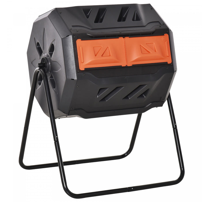 Outsunny Composteur Exterieur Rotatif A 360°, 43 Gallons, Gris Et Orange