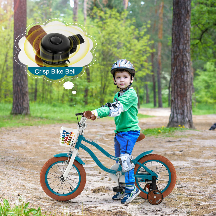 Velo Costway 14\" Pour Enfants Avec Roues D'entrainement Amovibles Et Panier Pour 3-5 Ans Bleu
