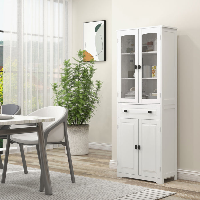 HOMCOM Armoire de rangement de la cuisine etageres reglables porte vitree