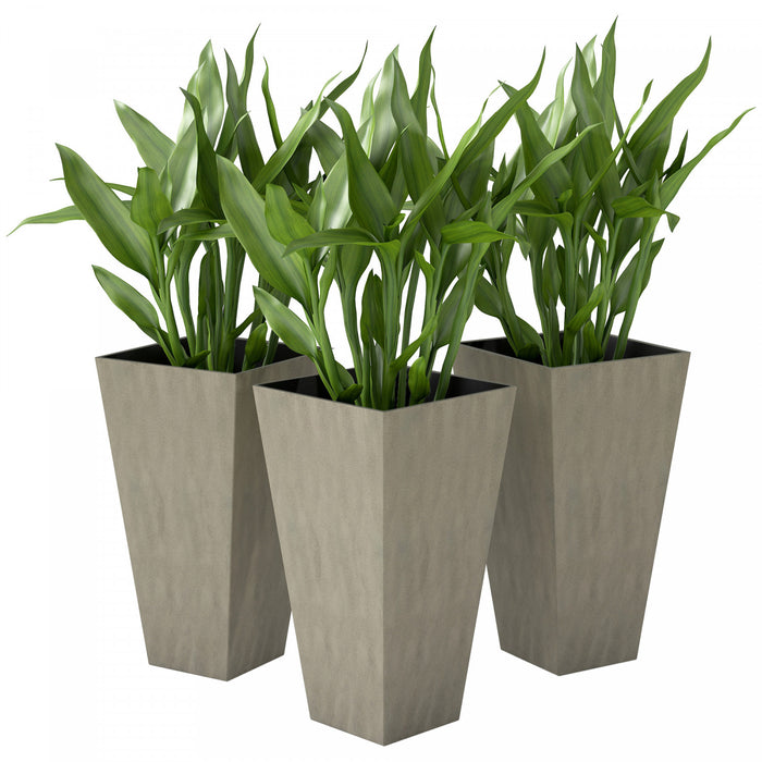 Outsunny Pots de fleurs en plastique de 28\", lot de 3 pots de fleur, gris