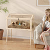 PawHut Wooden Hamster Cage, Gerbil Cage with Openable Top, Seesaws, Platforms, Water Bottle, Hamster Habitat with Transparent Viewing for Syrian, Dwarf, Rats, 43.3" x 20.5" x 39.8"