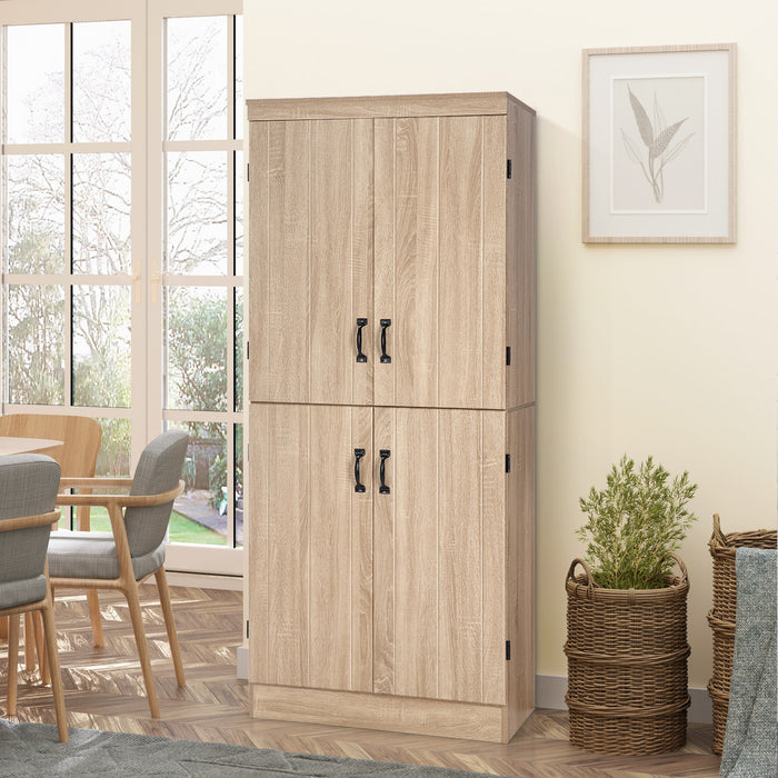 HOMCOM Armoire Garde-Manger Cuisine 6 Niveaux 4 Portes Naturel