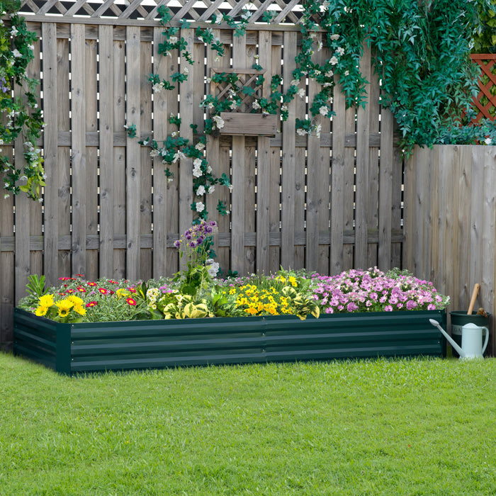 Outsunny Lit De Jardin Sureleve 95\" X 36\" X 12\" Galvanise Pour Fleurs, Vert