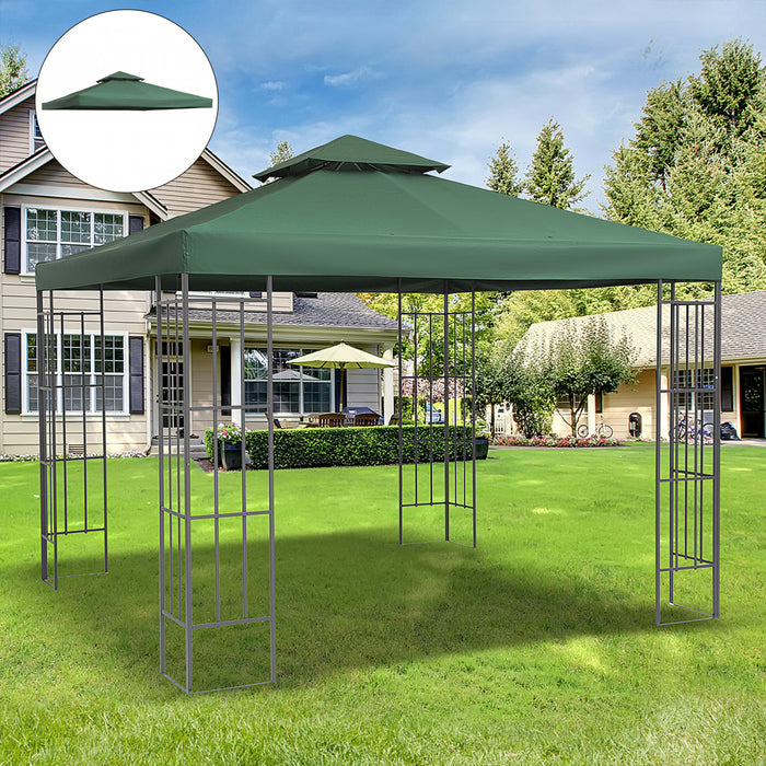 Outsunny 9,8 'x 9,8' Carre 2 Niveaux Gazebo Auvent De Remplacement Couverture Superieure De Jardin Exterieur Pare-soleil, Vert