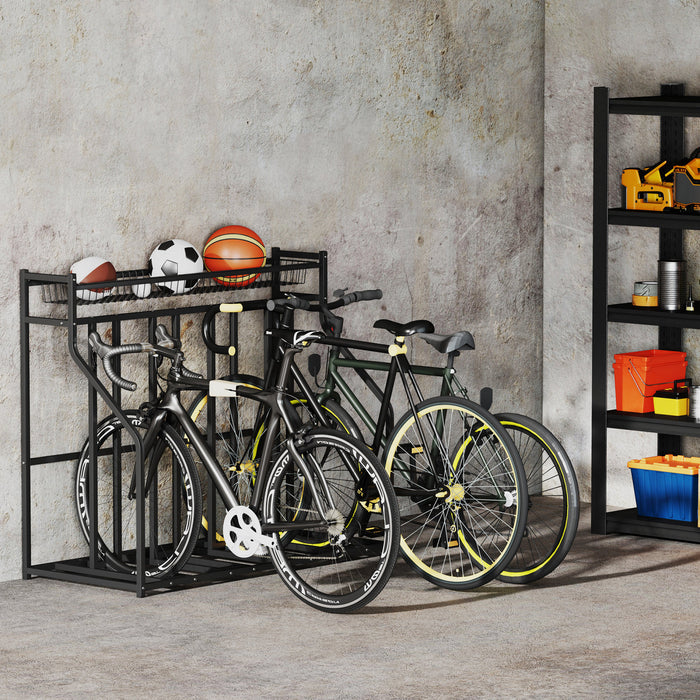 Soozier Support De Velo Pour 4 Velos, Rangement Pour Velo Avec Crochets