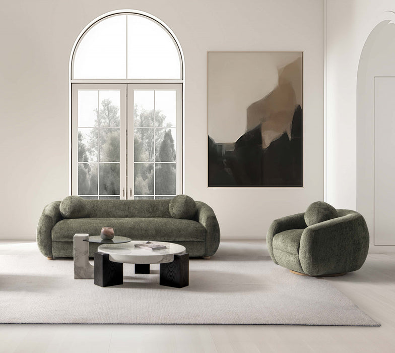 Ensemble de canape 2 pieces Tribeca style mid-century moderne en vert olive