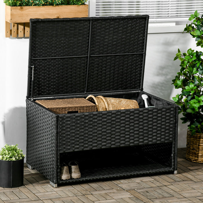 Outsunny Boite De Terrasse Exterieure Avec Couche De Chaussures Noir