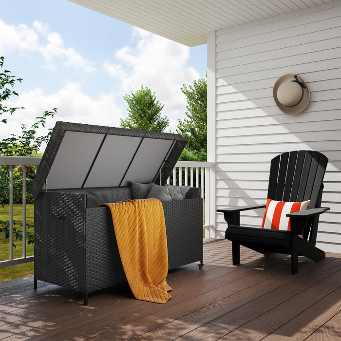 Outsunny Coffre De Rangement Exterieur De 165 Gallons, Verin A Gaz Et Roues