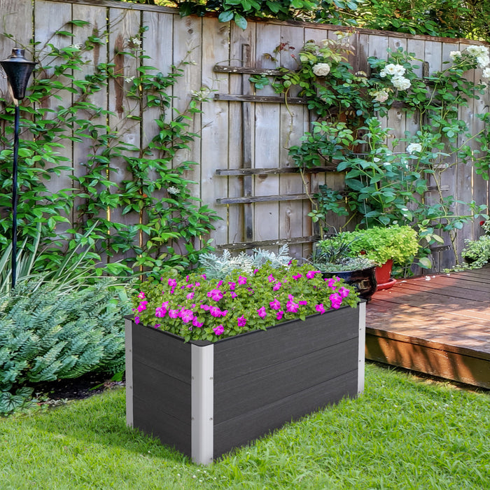 Outsunny Jardiniere En Bois Sureleve 3' X 2' X 2' Jardiniere En Bois Et Plastique Pour Fleurs, Legumes, Herbes, Gris