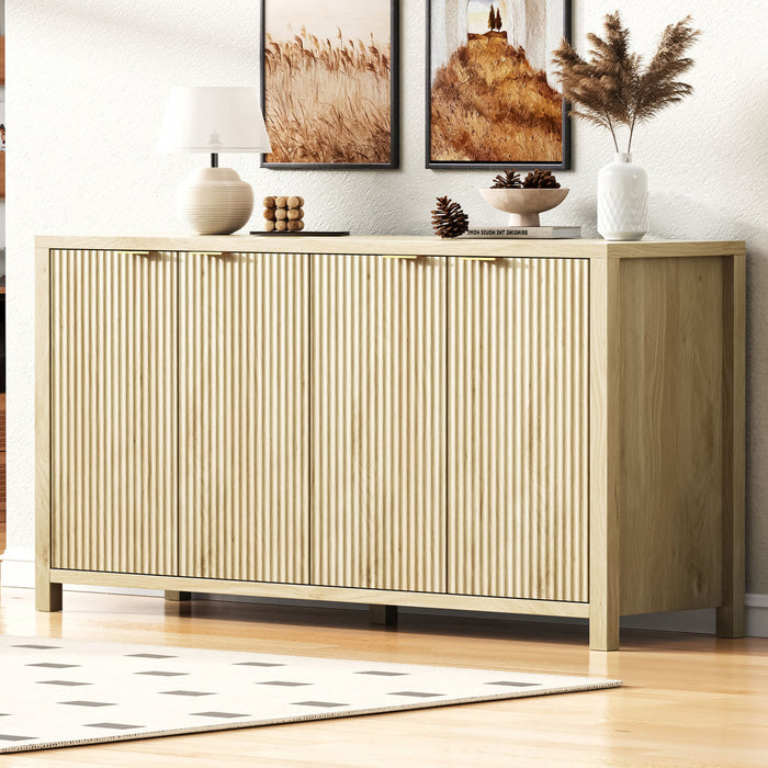 Ted Buffet Cannele 55\" Avec Rangement Et Etageres Reglables - Naturel