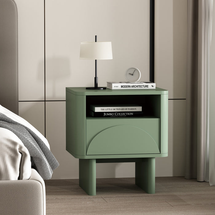Table de nuit moderne Ella 20\" en vert sauge (1 tiroir)