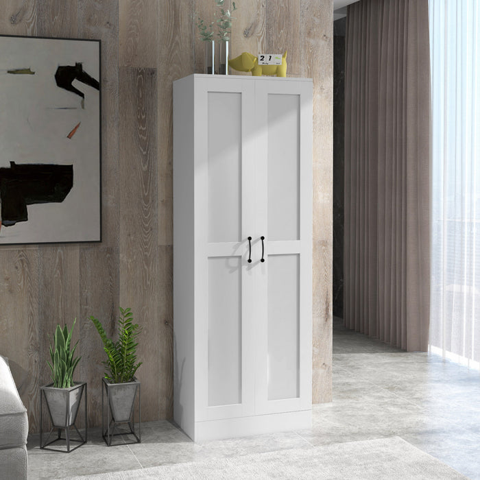 HOMCOM Armoire de rangement avec etageres, placard de garde-manger, blanc