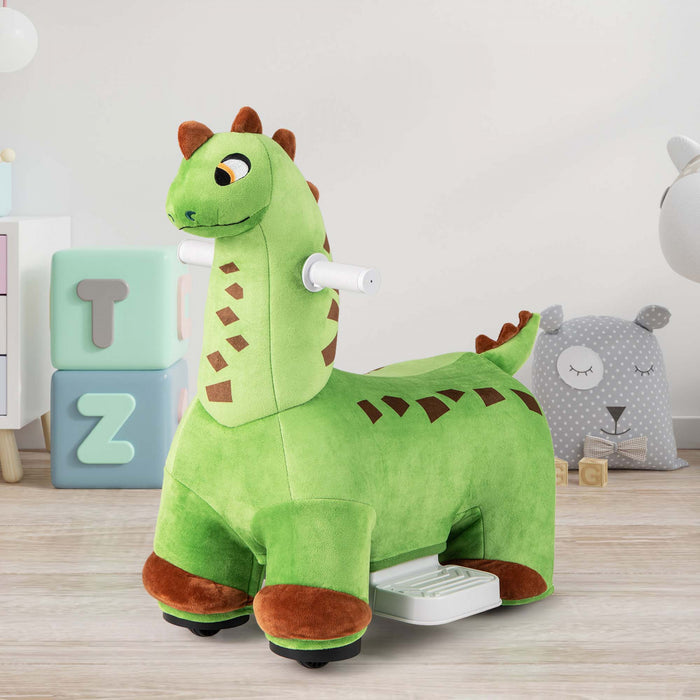 Costway 6v Kids Ride Sur Dinosaur Avec Pedale De Pied De Mer Rembourree Musique En Avant Et Roues