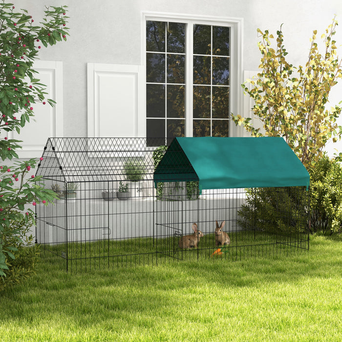 Pawhut Cage Pour Petits Animaux De 87\", Parc Pour Poulets, Lapins, Chinchillas, Parc Exterieur Pour Petits Animaux Avec Toit, Vert