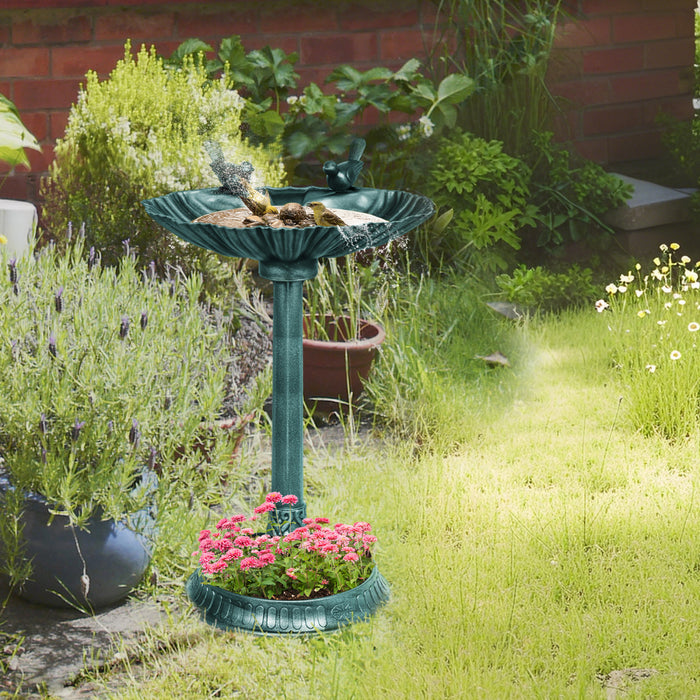 Outsunny Bain d'Oiseaux avec Socle, Bol d'Abreuvoir pour Jardin, Vert Bronze