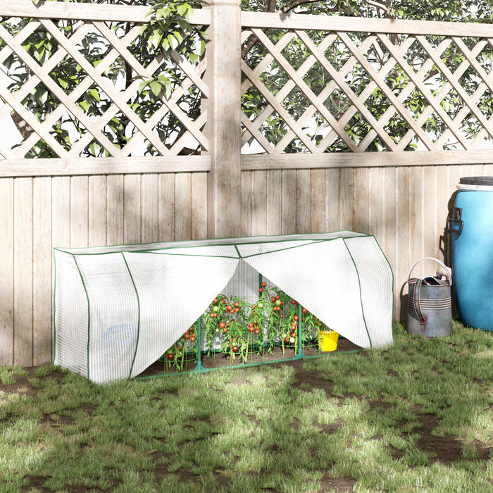 Outsunny - Mini-serre De 71\" X 17\" X 24\" - Serre Chaude Portable Pour Plantes Avec Fermeture Eclair Pour L'exterieur, L'interieur, Le Jardin, Blanc.