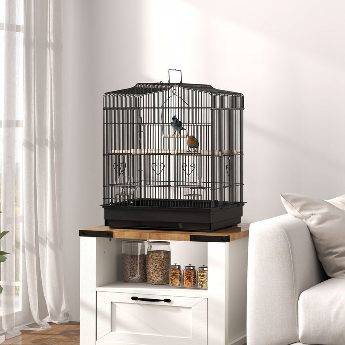 Cage A Oiseaux 23\" Avec Accessoires, Poignee, Plateau