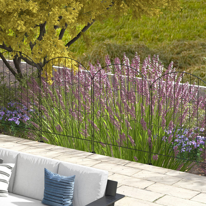Outsunny Cloture de jardin 11,4', cloture en acier, lot de 4, noir