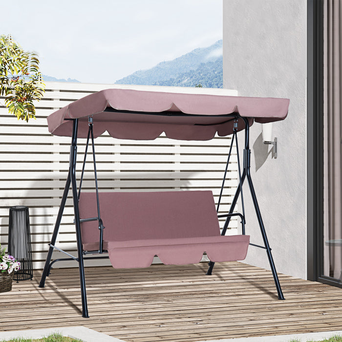Outsunny Meatal Chaise Pivotante D'exterieur 3 Places Chaise Longue De Jardin Rembourree Hamac De Terrasse Avec Cadre Et Auvent Marron