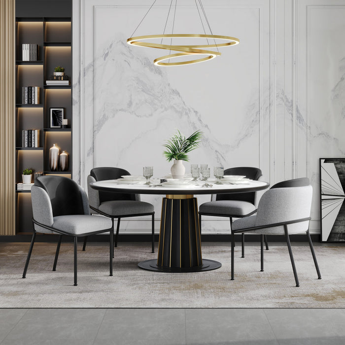 Olivia Ensemble de 4 chaises de salle a manger modernes avec pieds inclines et pieds reglables, noir et gris