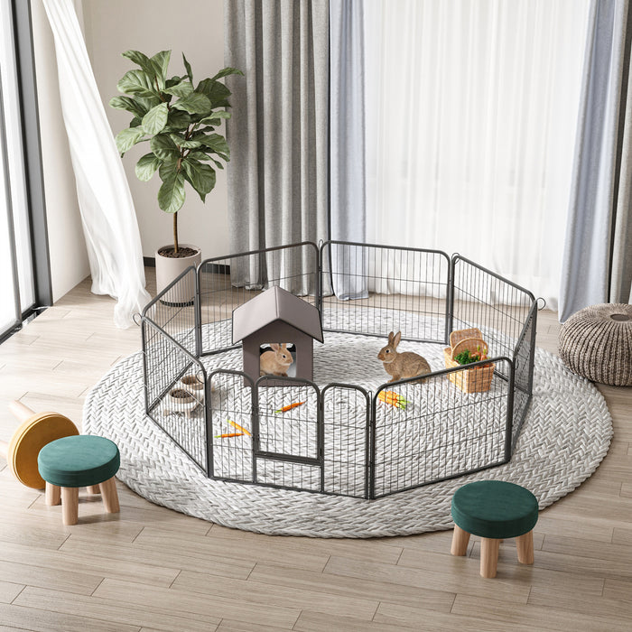 Luxe Parc Enclos Modulable Acier 8 Panneaux Et 1 Porte Pour Chiens 80l X 60h Cm Noir