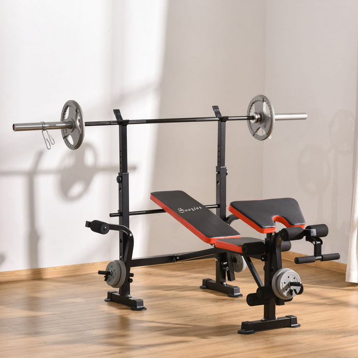 Banc De Musculation Reglable Soozier Avec Support D'halteres Pour Developper Les Jambes Pour L'halterophilie Et La Musculation Station D'entrainement Multifonctionnelle