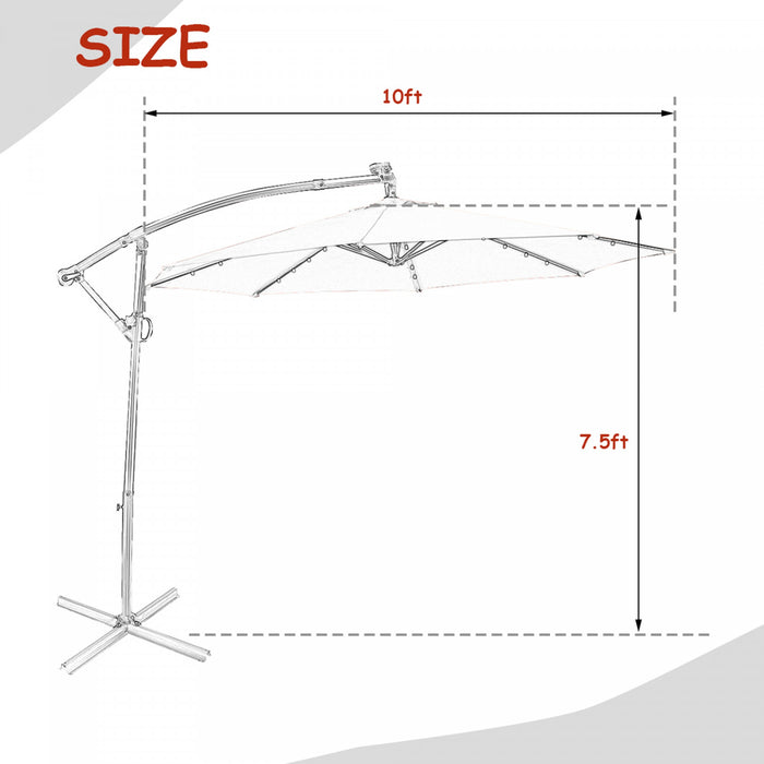 Costway Parasol deporte de patio de 10 pieds, solaire LED, rotation a 360 degres, orange