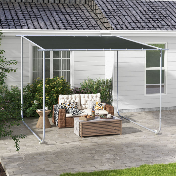 Outsunny 10' X 10' Pergola Mobile, Gazebo Exterieur Avec Roues, Auvent Resistant Aux Uv Et Sacs De Sable, Abri Solaire Pour Porche, Patio, Terrasse, Gris