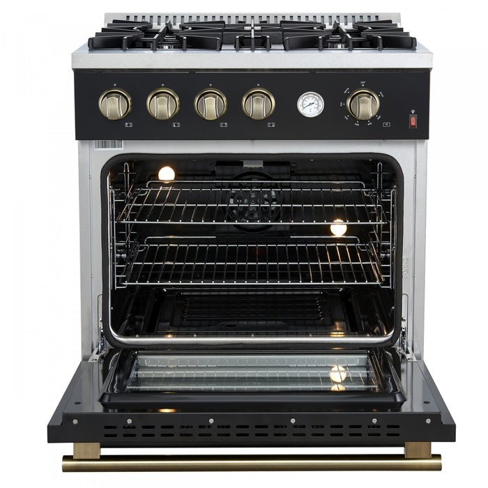 Cuisiniere a gaz Marco 30 pouces noire, 4,32 pi³ – FFSGS6277-30BLK